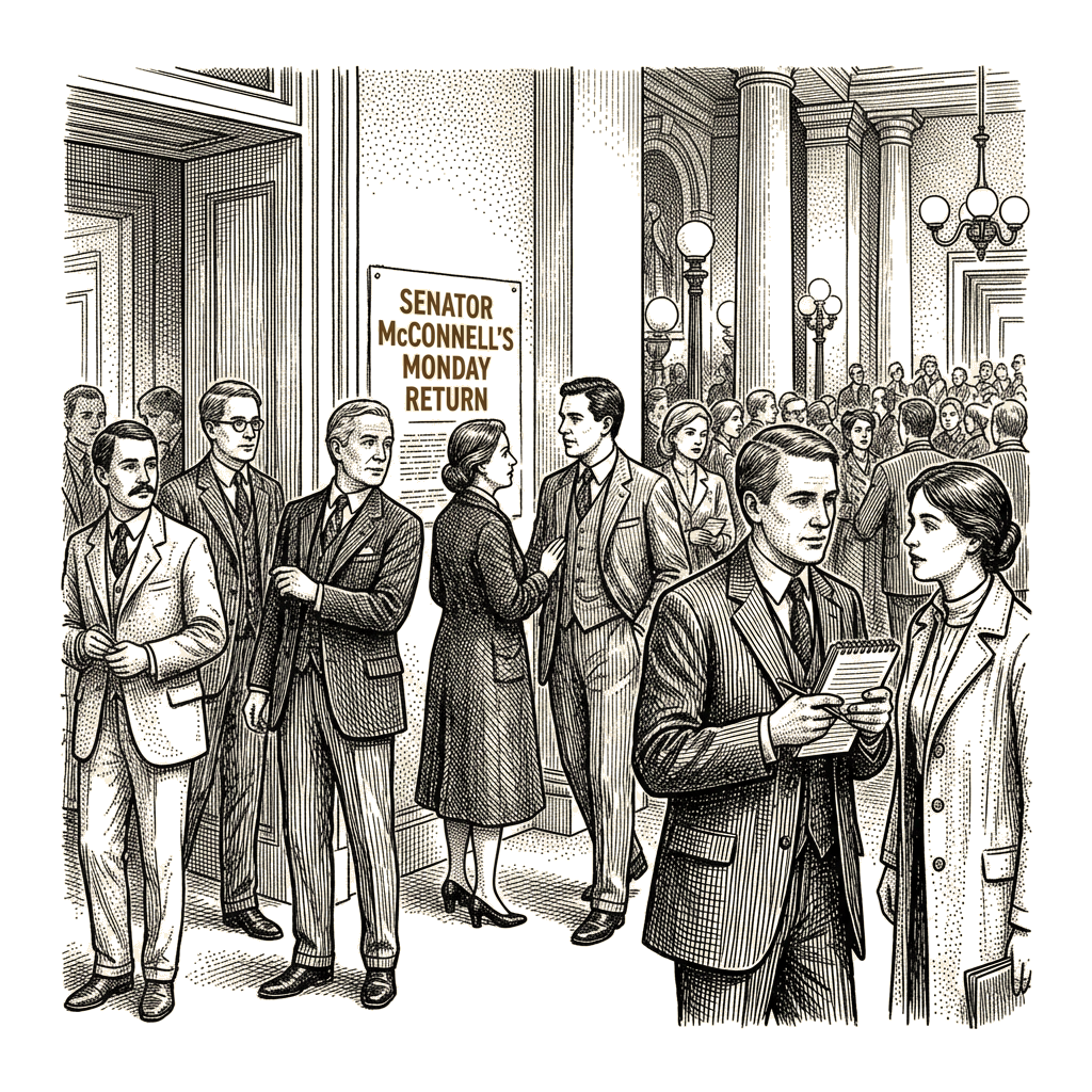 Illustration accompanying article: McConnell had 2023 concussion fall, 2024 fall, and 2023 stare episode