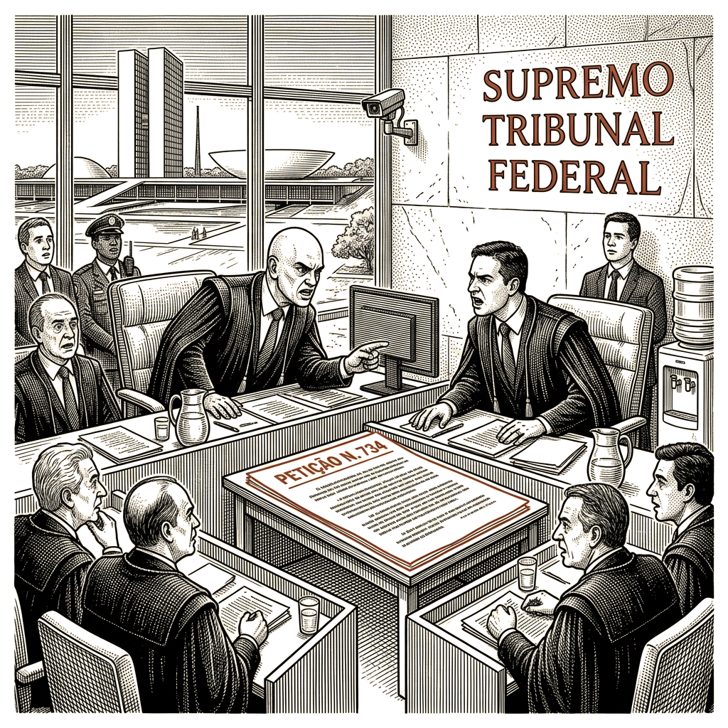 Illustration accompanying article: Brazil's supreme court justices trade insults ahead of October election