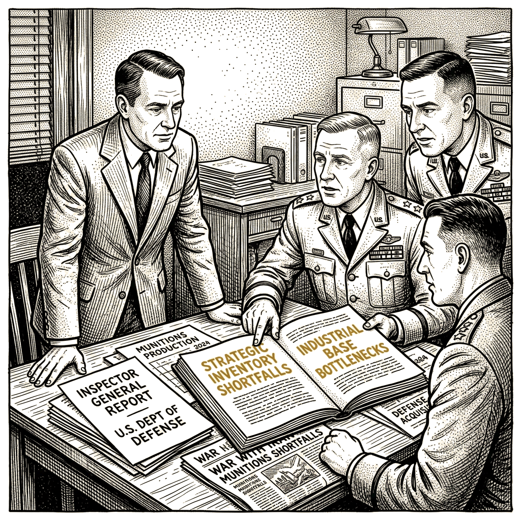Illustration accompanying article: Pentagon watchdog finds Iran war munitions shortfalls