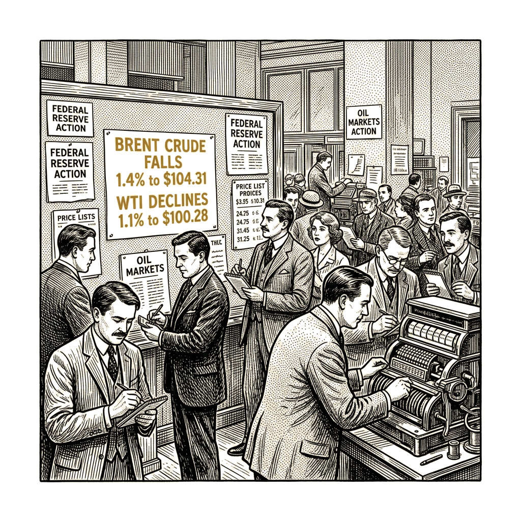 Illustration accompanying article: Brent crude falls as Fed lifts rates for first time since 2023