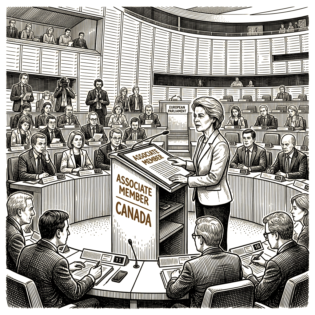 Illustration accompanying article: EU proposes Canada as first-ever 'associate member'