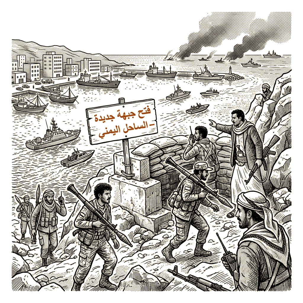 Illustration accompanying article: Houthis open new Middle East front with offensive on Yemen's coast