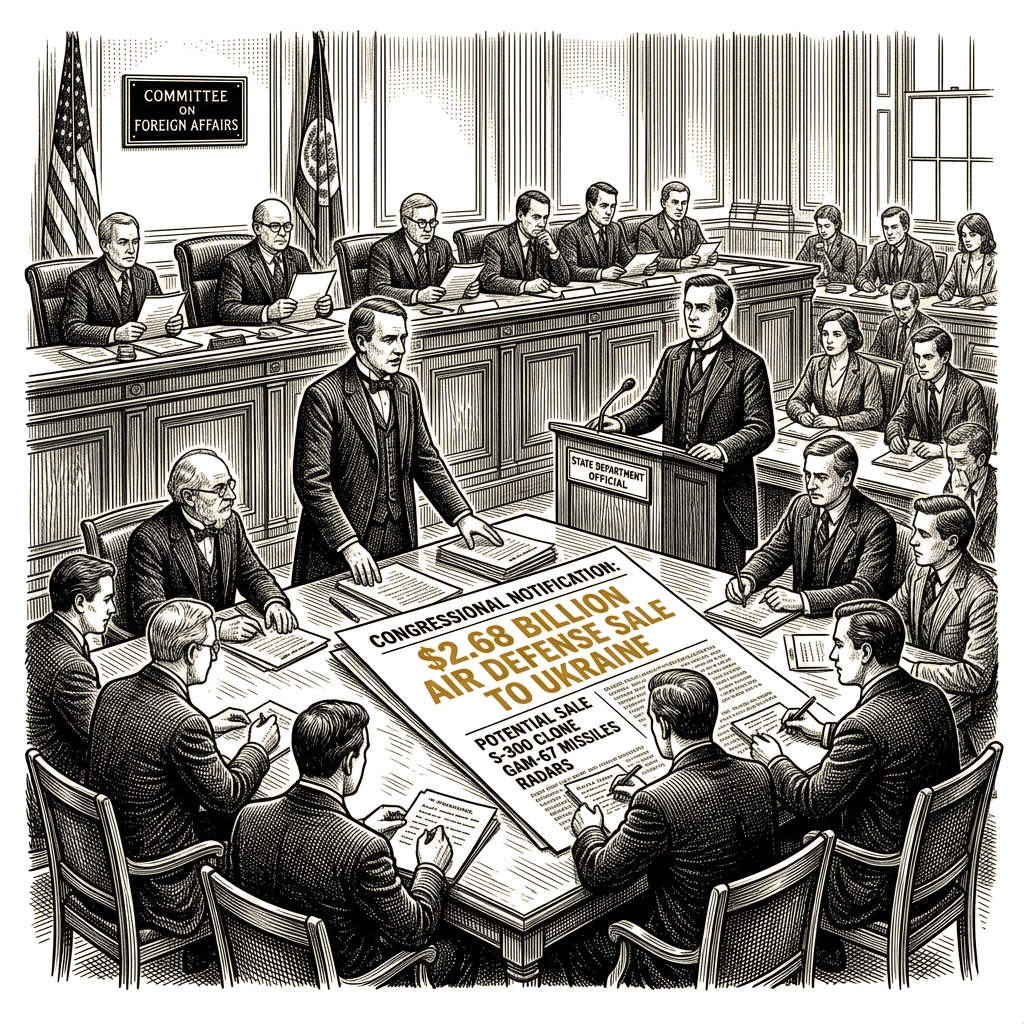 Illustration accompanying article: State Department approves $2.68B air defense sale to Ukraine