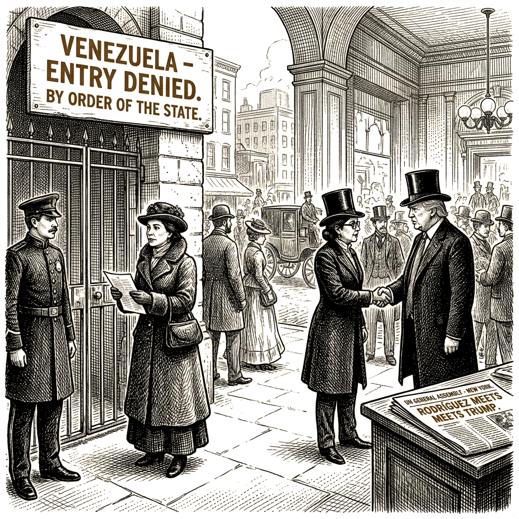 Illustration accompanying article: Machado remains blocked from Venezuela after seven failed return attempts