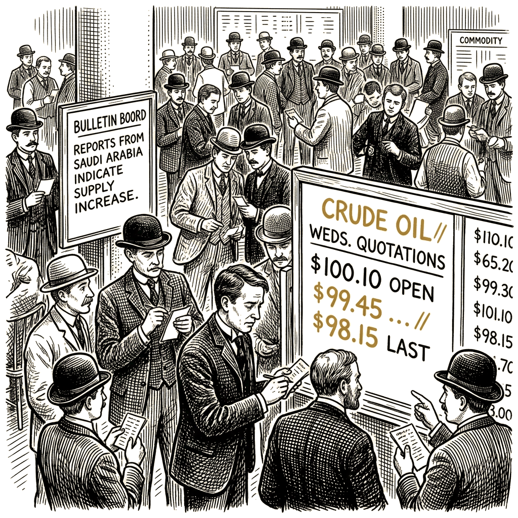 Illustration accompanying article: Oil prices fall for sixth session on Saudi supply, Iran talks