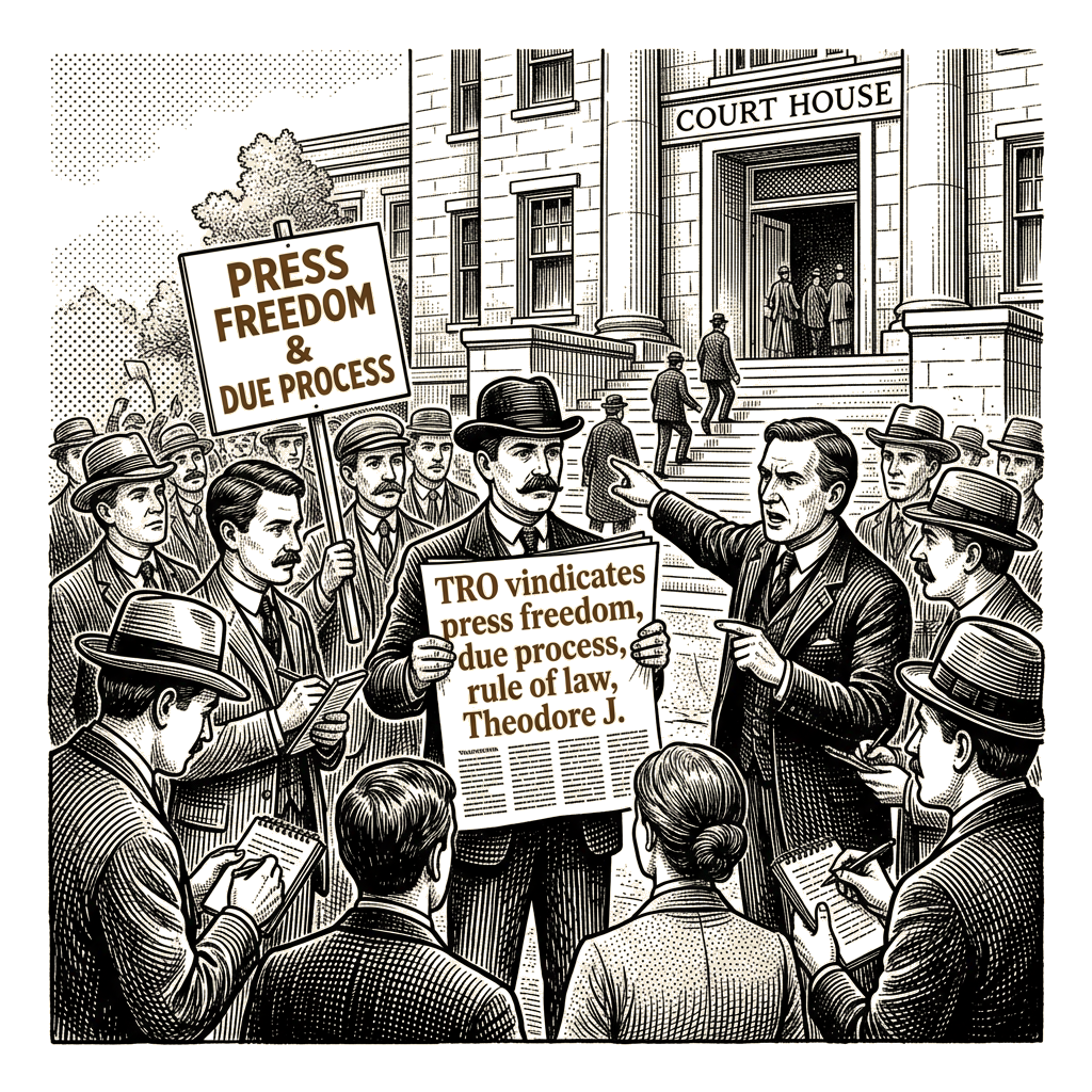 Illustration accompanying article: Boutrous says TRO vindicates press freedom, due process, rule of law