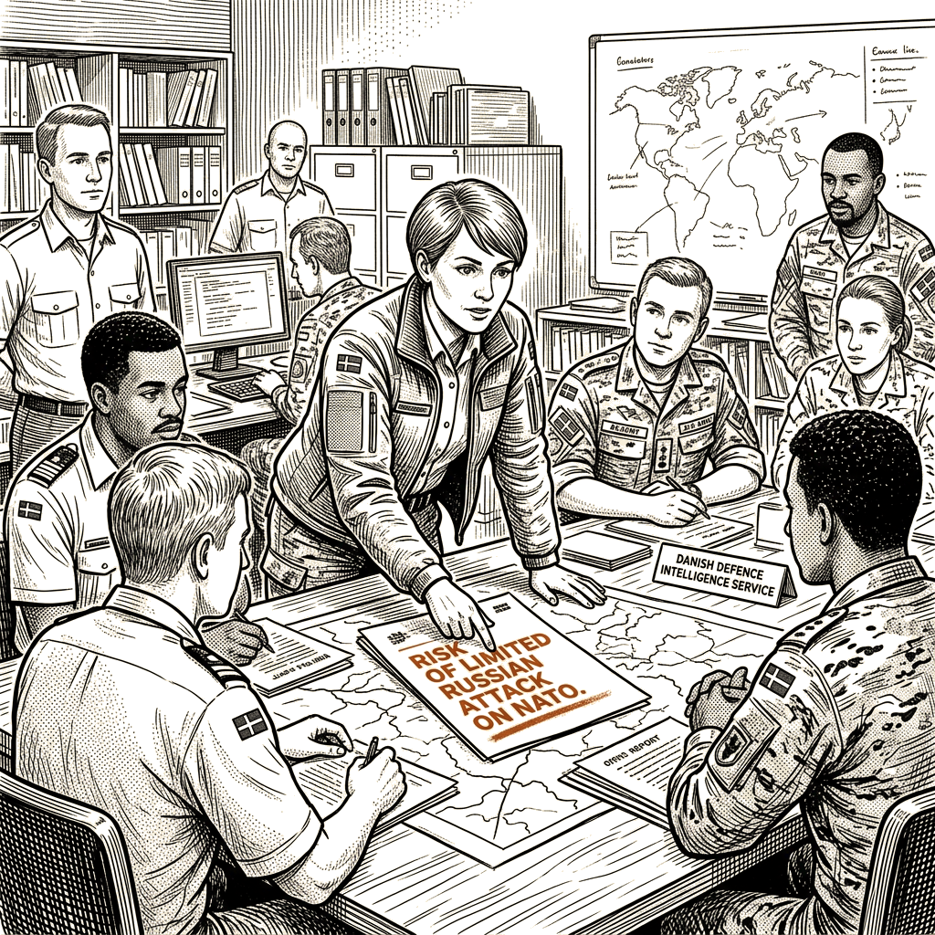 Illustration accompanying article: Danish intelligence warns Russia could launch limited military attack on NATO