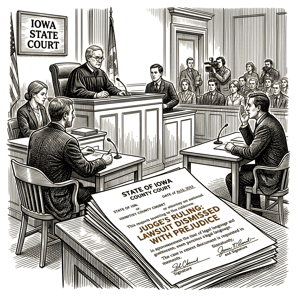 Illustration accompanying article: Iowa judge dismisses Trump's lawsuit against Des Moines Register pollster