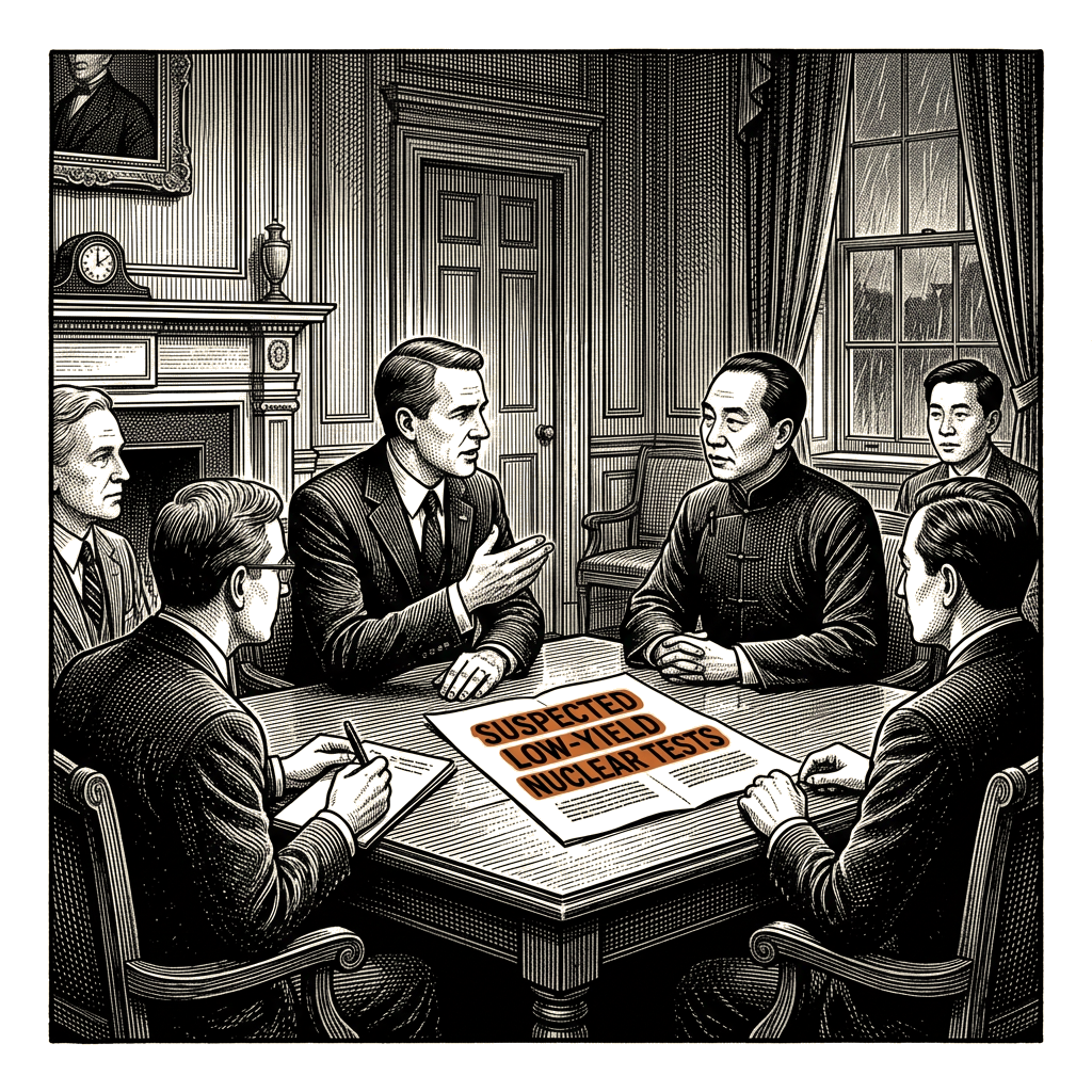 Illustration accompanying article: U.S. presses China on suspected low-yield nuclear tests in confidential talks