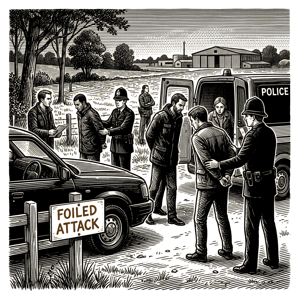 Illustration accompanying article: Farmer's midnight call leads to five arrests near RAF Fairford