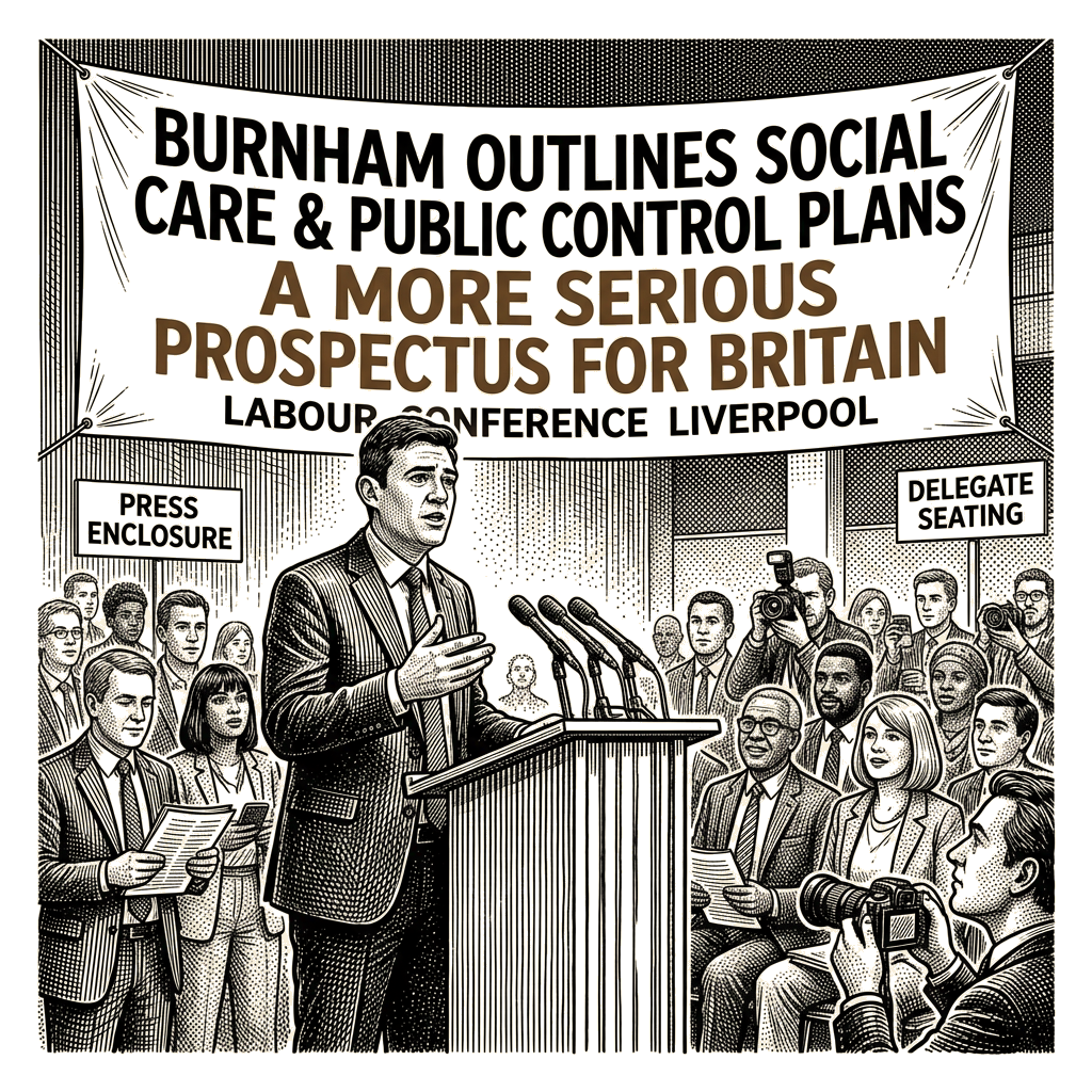 Illustration accompanying article: Burnham to outline social care and public control plans at Labour conference