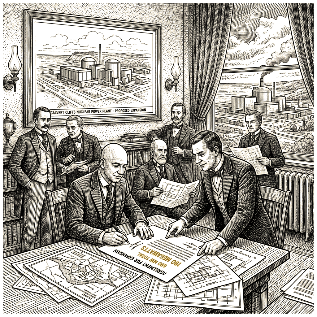 Illustration accompanying article: Amazon and Constellation agree to expand Calvert Cliffs nuclear plant