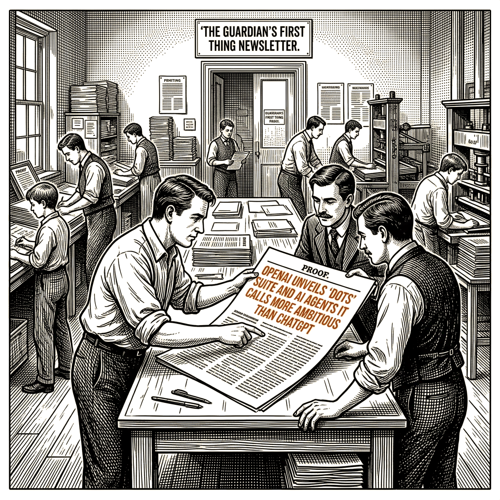 Illustration accompanying article: OpenAI unveils 'dots' suite and AI agents it calls more ambitious than ChatGPT