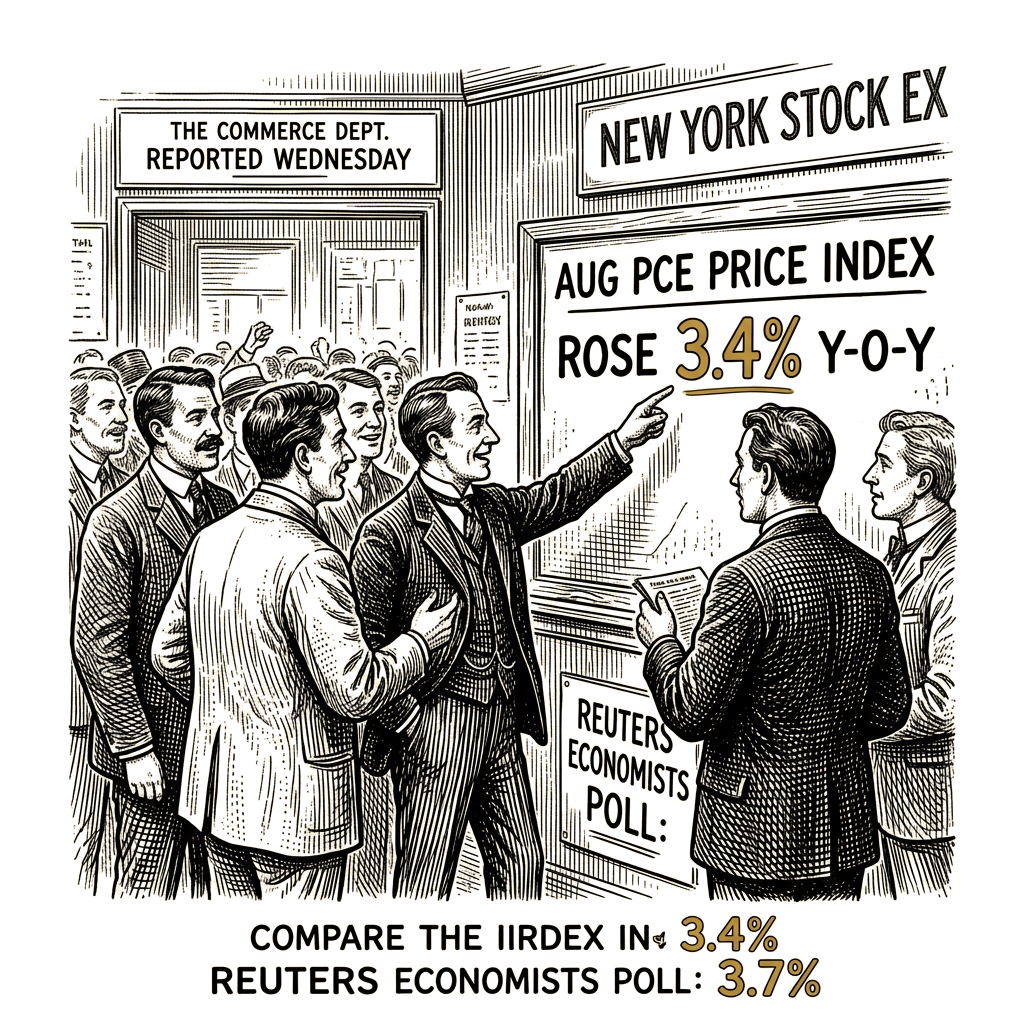 Illustration accompanying article: Softer August PCE reading lifts Wall Street, trims October rate-hike odds