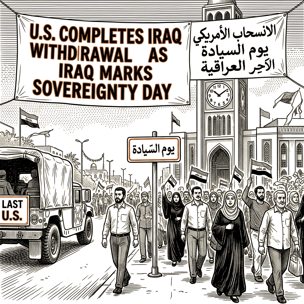 Illustration accompanying article: U.S. completes Iraq withdrawal as Iraq marks Sovereignty Day