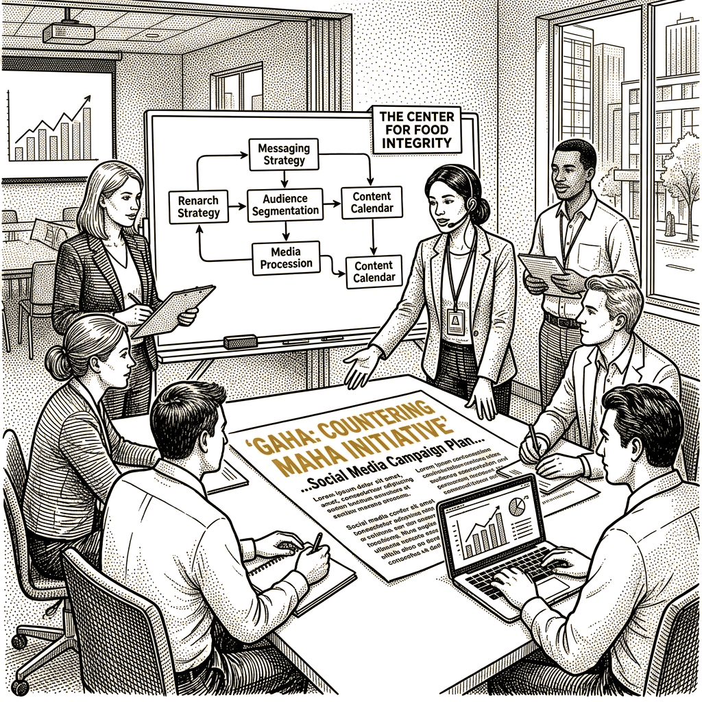 Illustration accompanying article: US food industry funds influencer campaign to counter Maha movement
