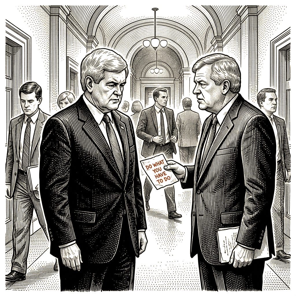 Illustration accompanying article: Hastert memoir recounts exchange that preceded Gingrich's resignation