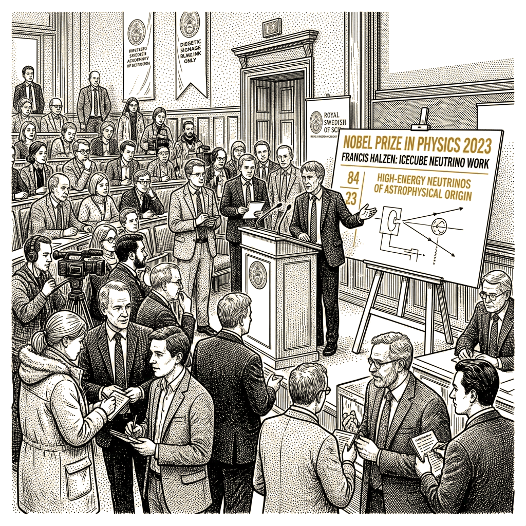 Illustration accompanying article: Francis Halzen wins Nobel Prize in physics for IceCube neutrino work