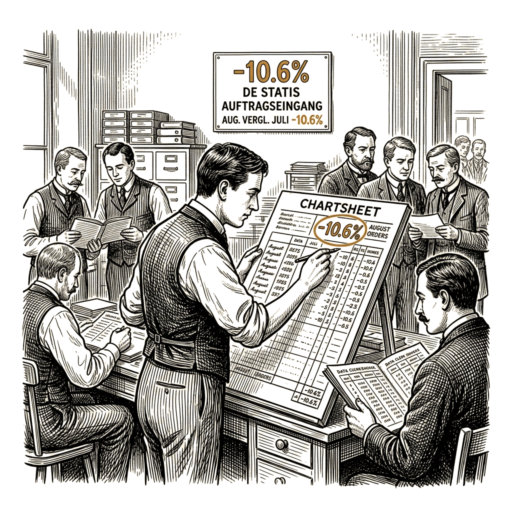 Illustration accompanying article: German factory orders fall 10.6% in August