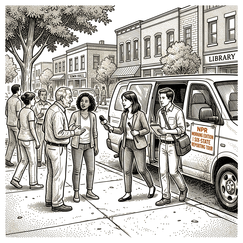 Illustration accompanying article: Morning Edition launches six-state midterm reporting tour