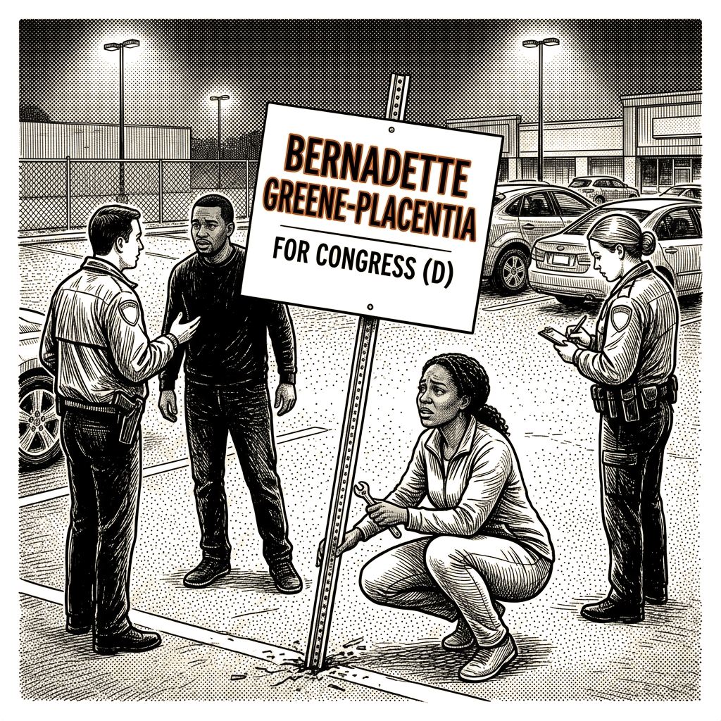 Illustration accompanying article: Arizona House candidate alleges rape while repairing campaign sign