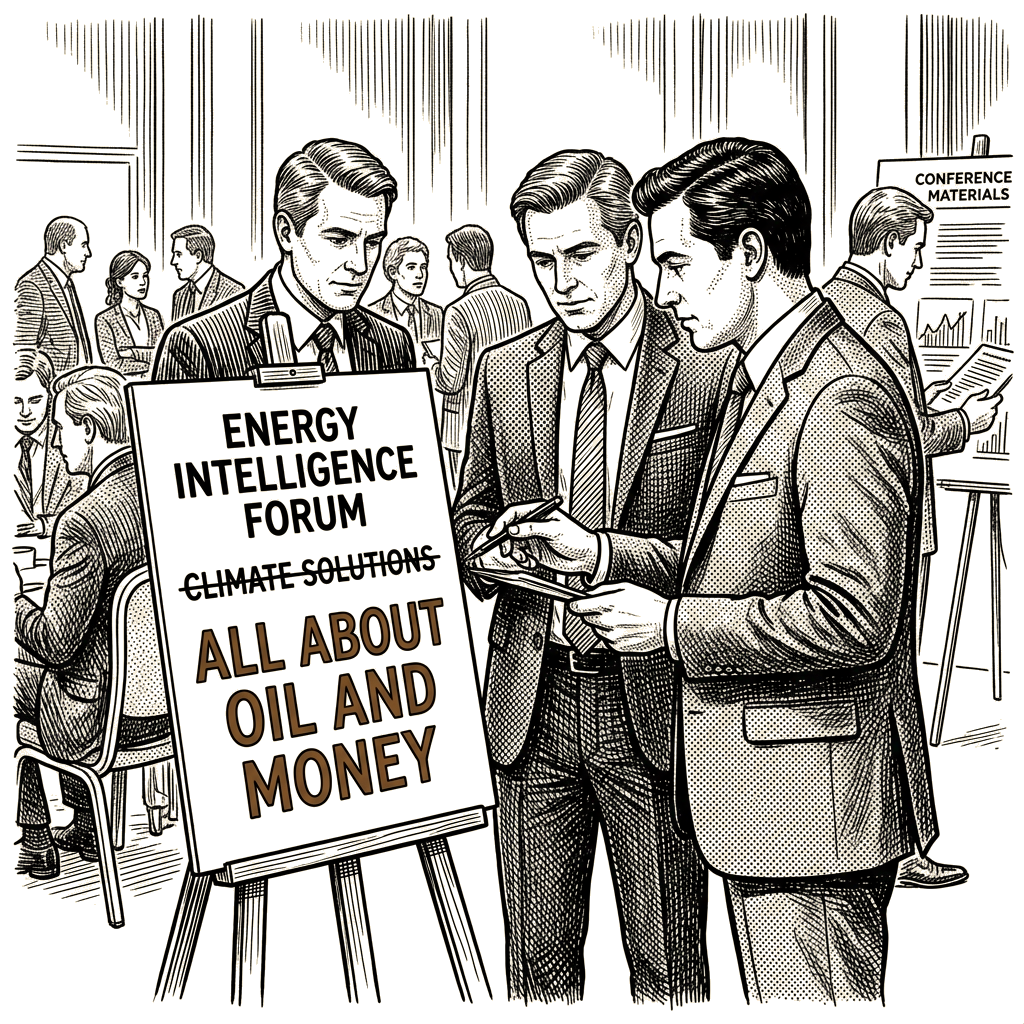 Illustration accompanying article: Climate takes a back seat at London energy forum