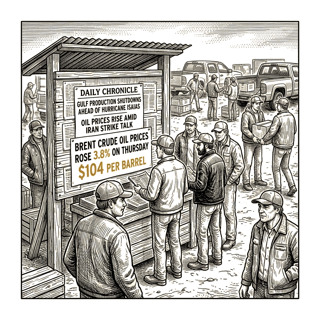 Illustration accompanying article: Oil prices climb on Iran strike talk and Gulf hurricane threat