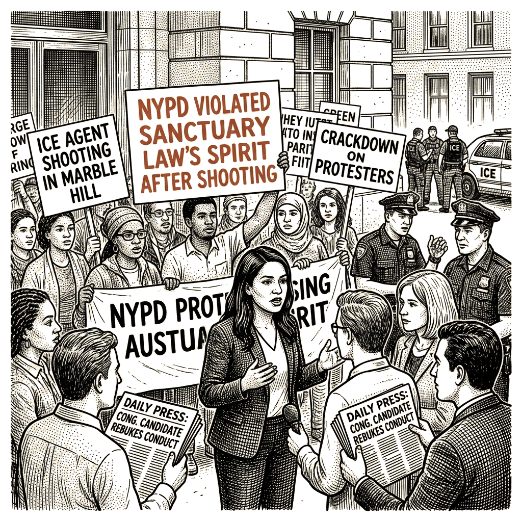 Illustration accompanying article: Avila Chevalier says NYPD violated sanctuary law's spirit after shooting