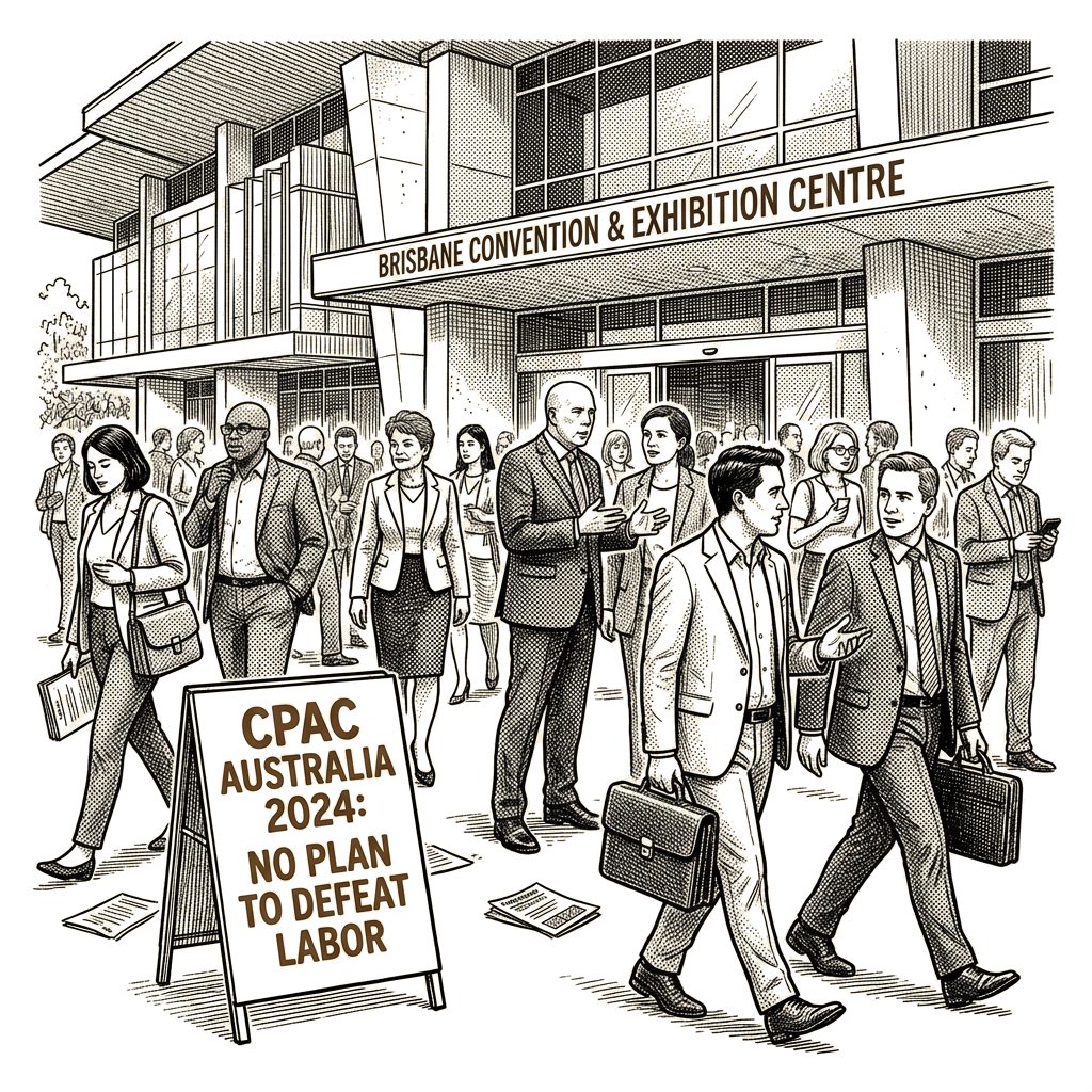 Illustration accompanying article: Coalition and One Nation leave CPAC without plan to defeat Labor