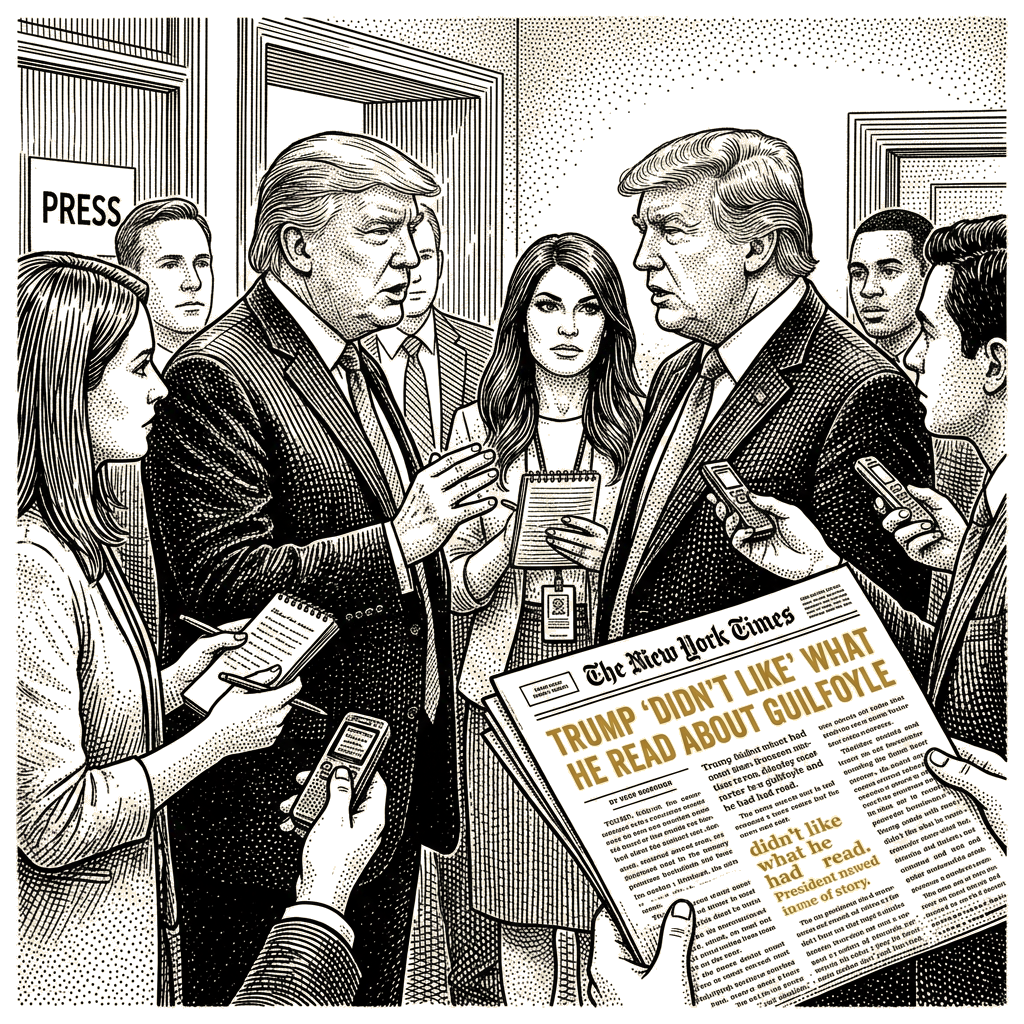Illustration accompanying article: Trump says he 'didn't like' what he read about Guilfoyle