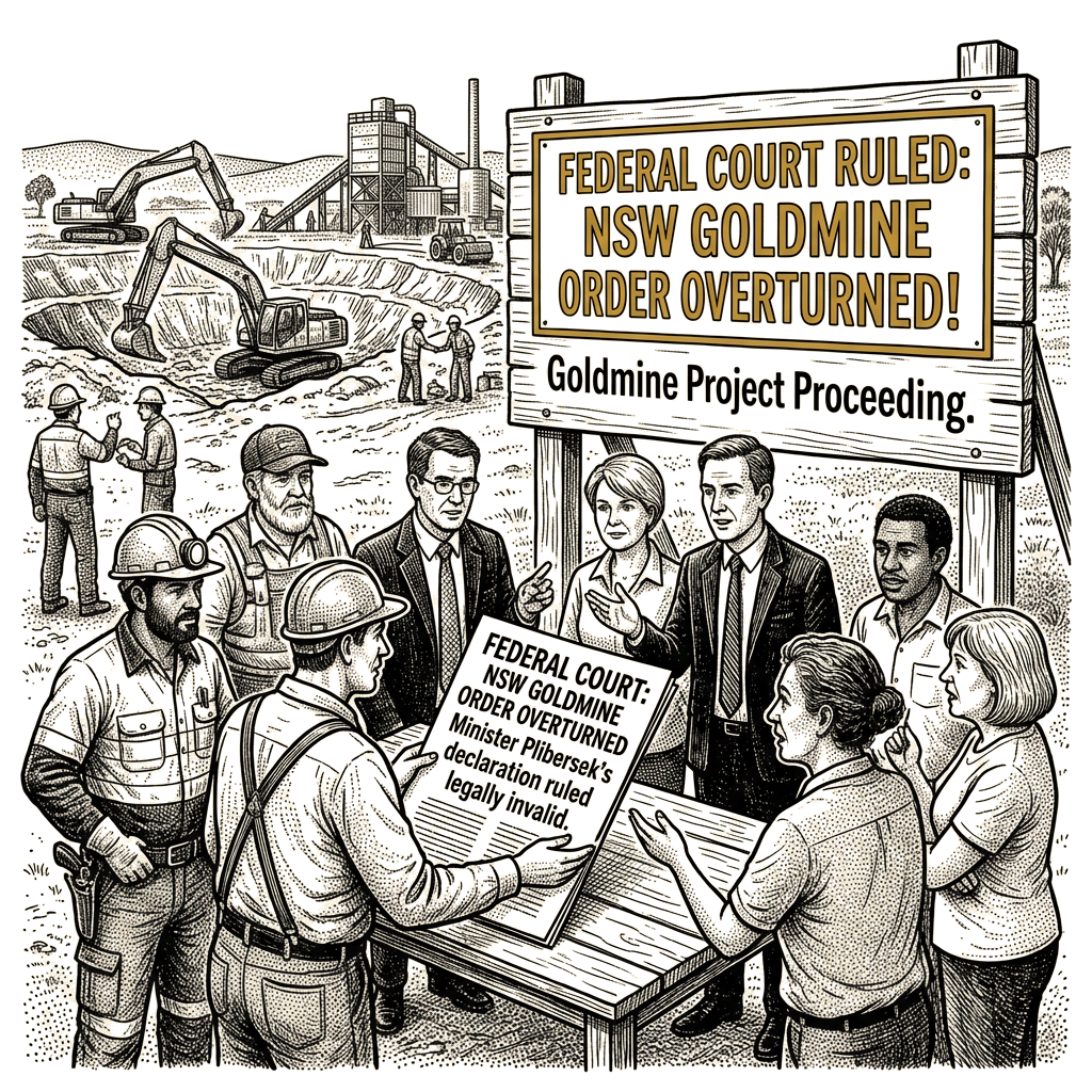 Illustration accompanying article: Federal court overturns Plibersek's order blocking NSW goldmine