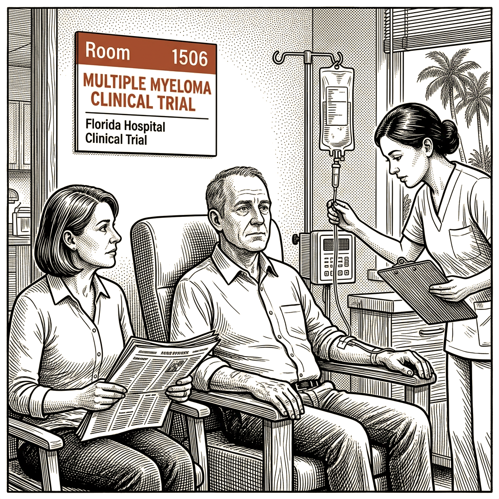Illustration accompanying article: Louis Prevost being treated for multiple myeloma in Florida, wife says