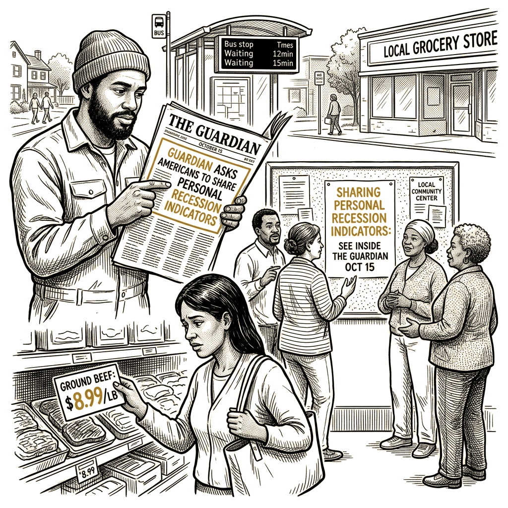 Illustration accompanying article: Guardian asks Americans to share personal recession indicators