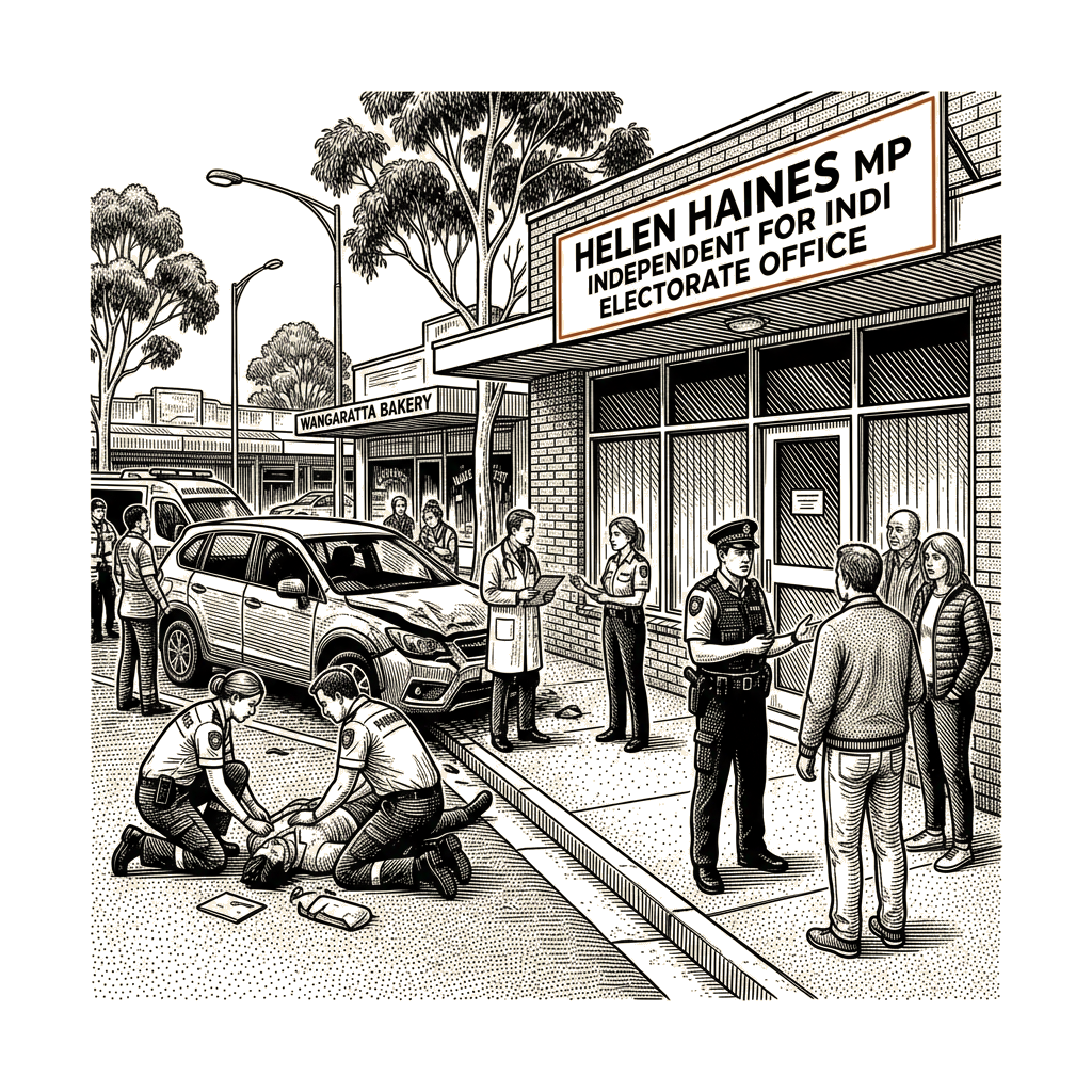Illustration accompanying article: Australian MP Helen Haines critical after vehicle strike in Wangaratta