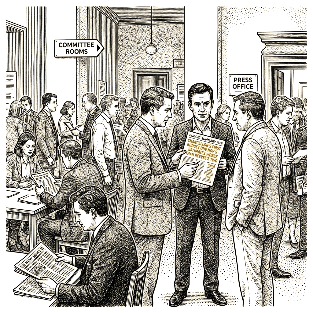 Illustration accompanying article: Badenoch says Healey's budget will be even worse than Reeves's two