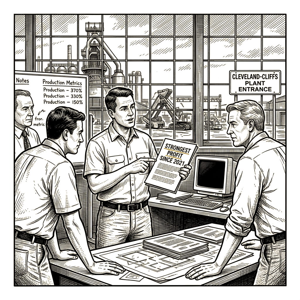 Illustration accompanying article: Cleveland-Cliffs projects strongest profit since 2021 as steel supplies tighten
