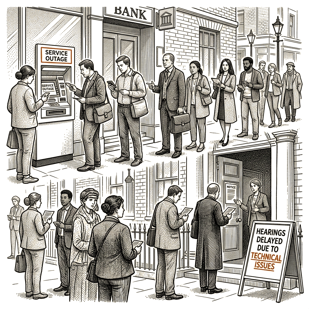 Illustration accompanying article: Google London datacentre outage disrupts UK banks, courts
