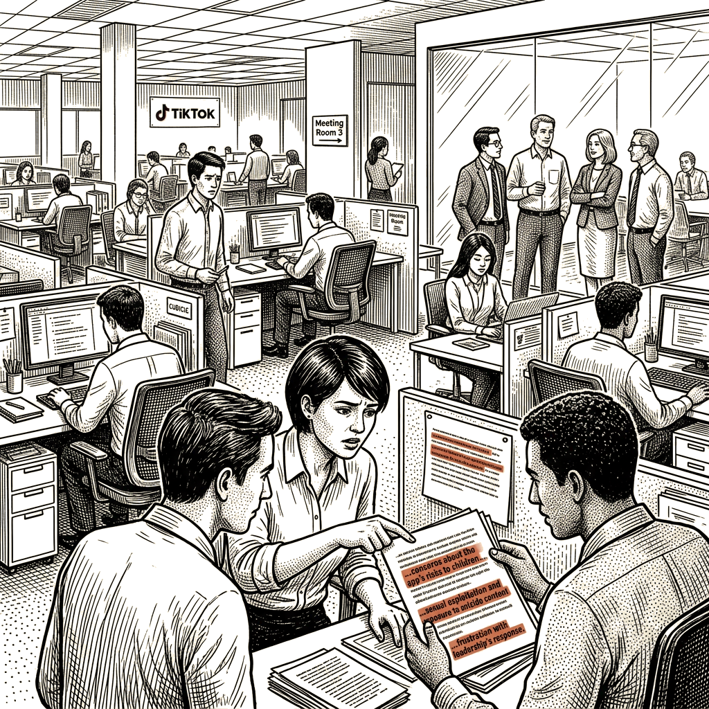 Illustration accompanying article: TikTok employees repeatedly raised child-safety concerns with leadership