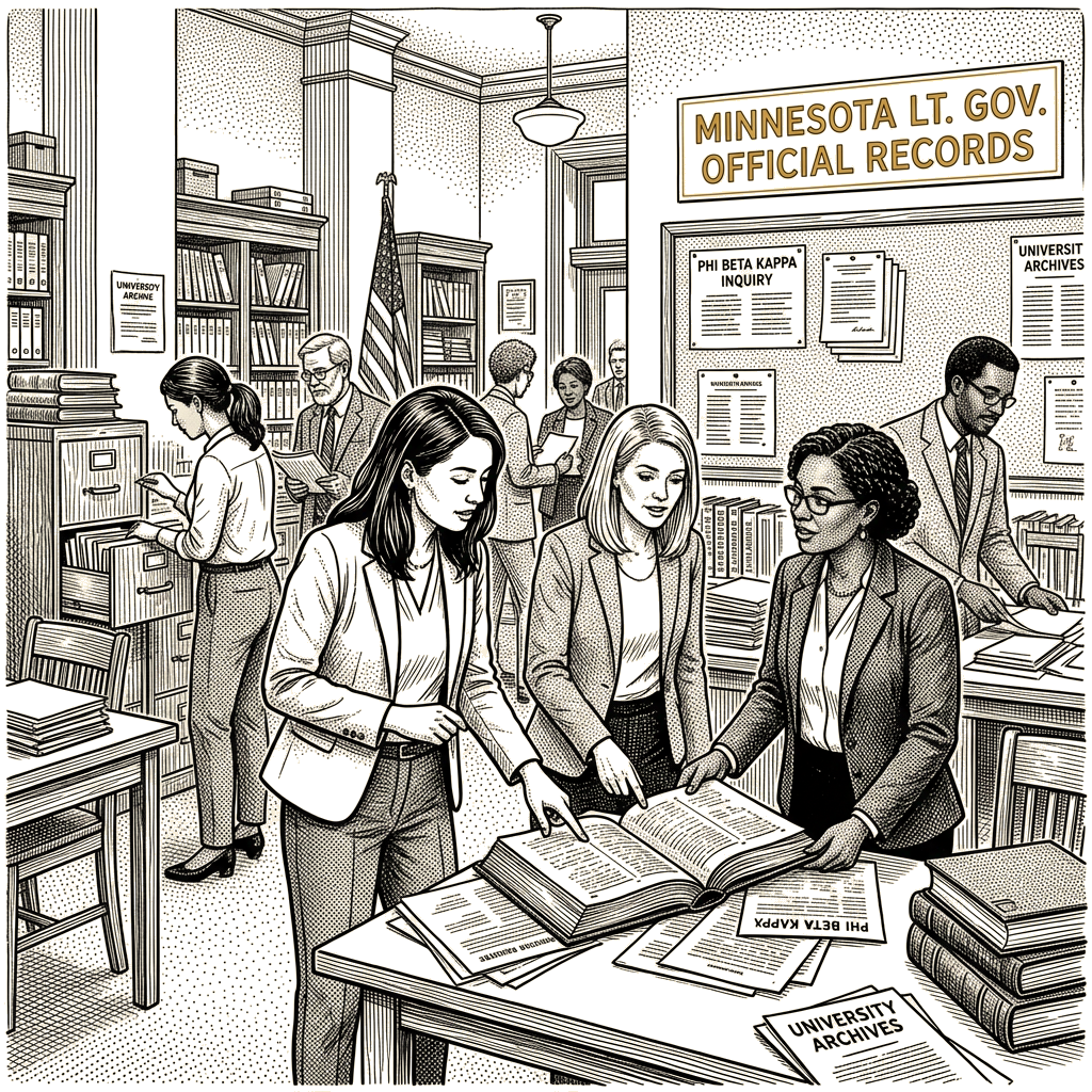 Illustration accompanying article: Flanagan campaign says she never joined Phi Beta Kappa