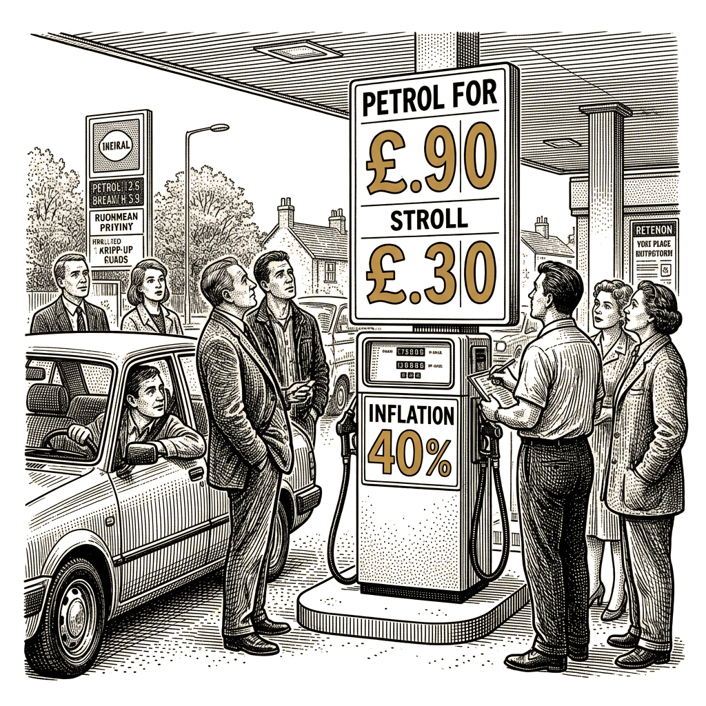 Illustration accompanying article: Higher petrol and diesel costs drive Britain's September inflation
