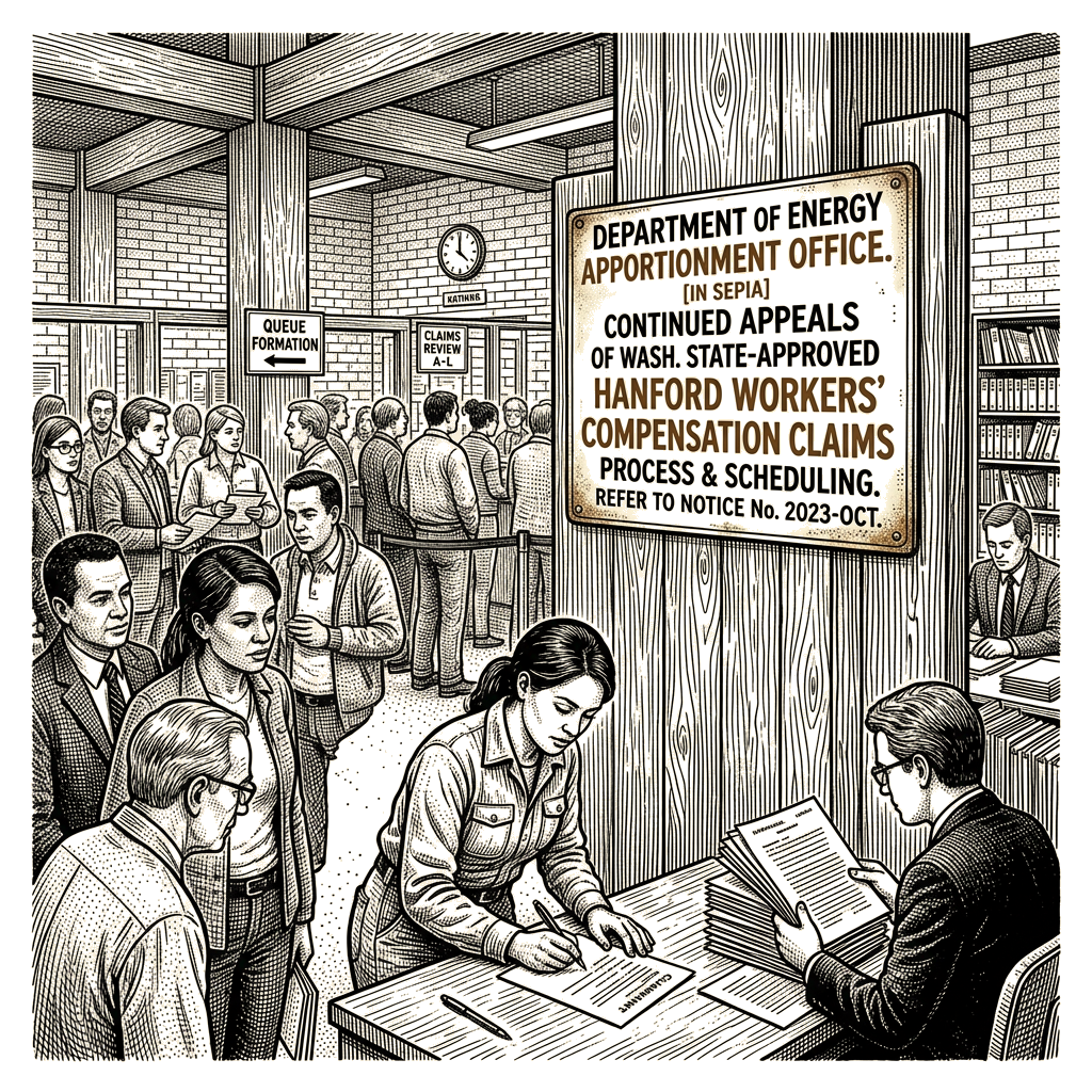 Illustration accompanying article: DOE continues to appeal Washington-approved Hanford workers’ compensation claims