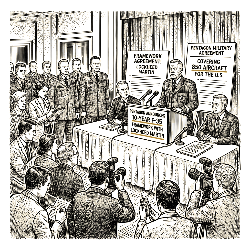 Illustration accompanying article: Pentagon announces 10-year F-35 framework with Lockheed Martin