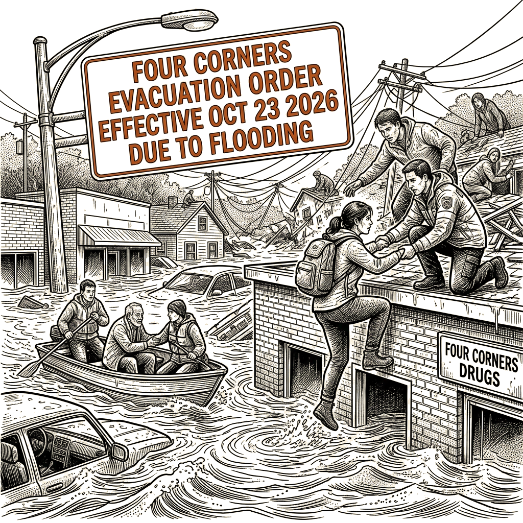 Illustration accompanying article: Flooding in Four Corners prompts rooftop rescues and evacuations
