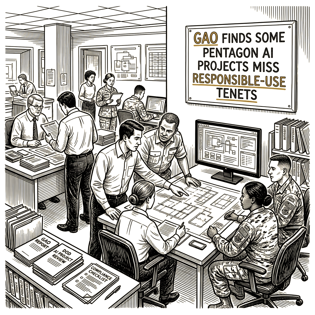 Illustration accompanying article: GAO finds some Pentagon AI projects miss responsible-use tenets