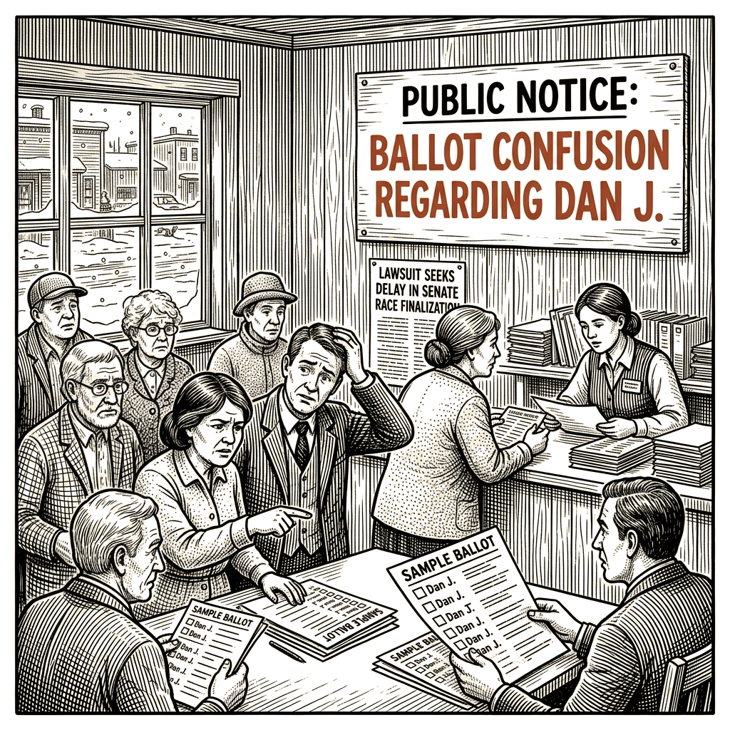 Illustration accompanying article: Lawsuit seeks to delay Alaska Senate race finalization over ballot confusion