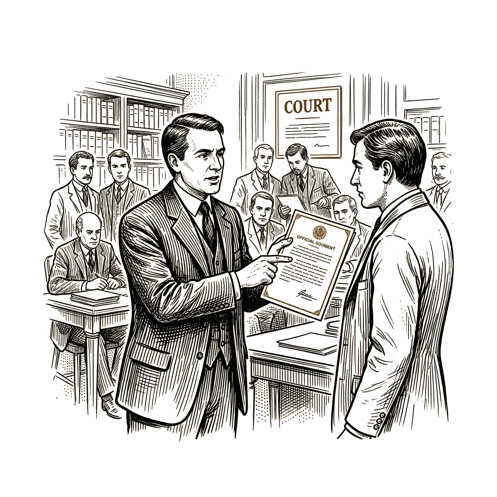 Illustration accompanying article: Legal experts say Alaska Senate certification suit has no chance of success