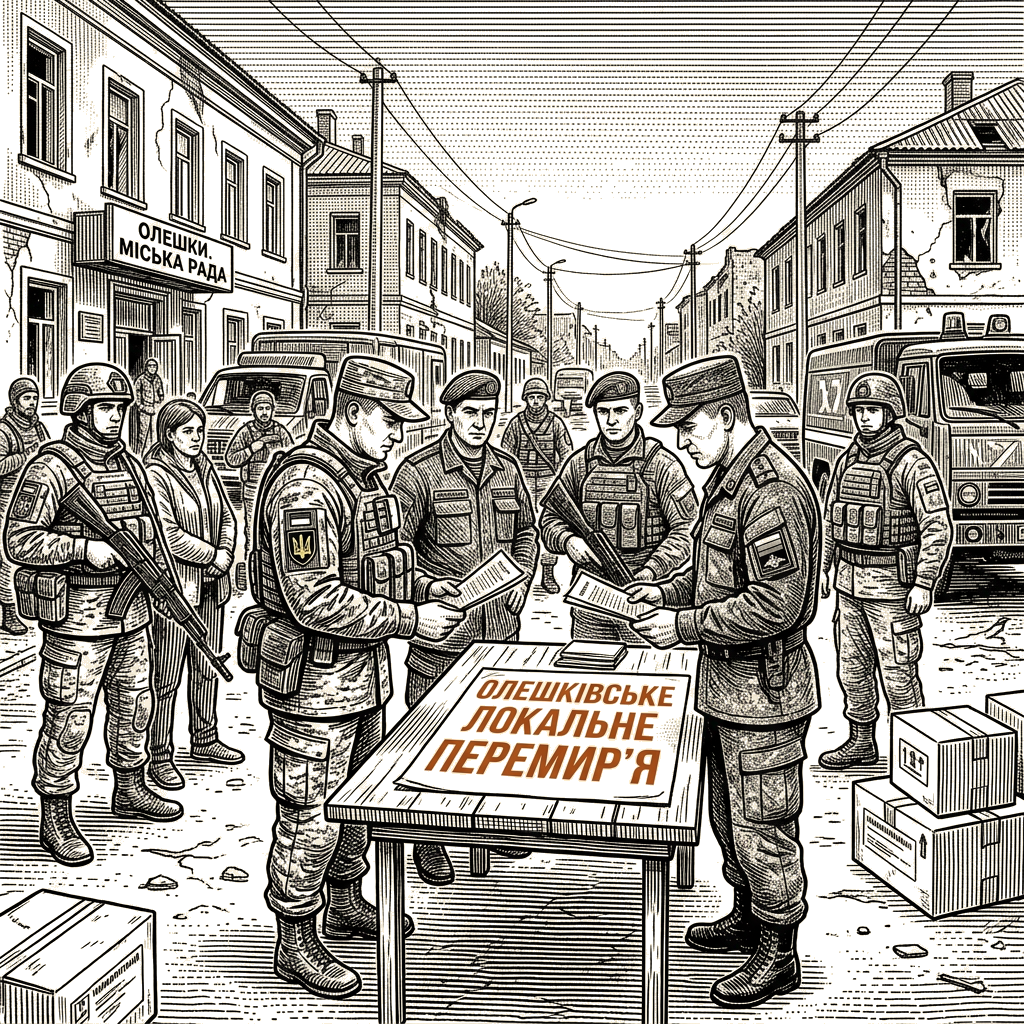 Illustration accompanying article: Russia and Ukraine agree to localized Oleshky ceasefire