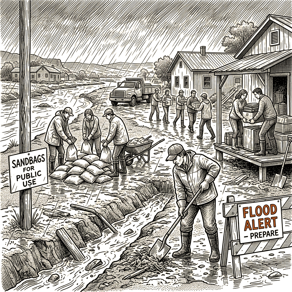 Illustration accompanying article: Four Corners region braces for more storms amid flood cleanup
