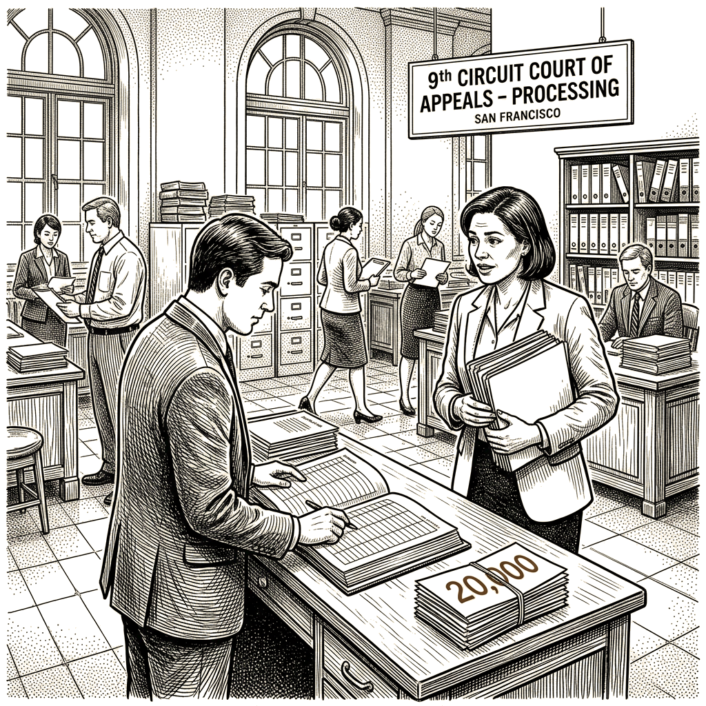 Illustration accompanying article: 9th Circuit declines expedited ruling in DOJ California ballot case