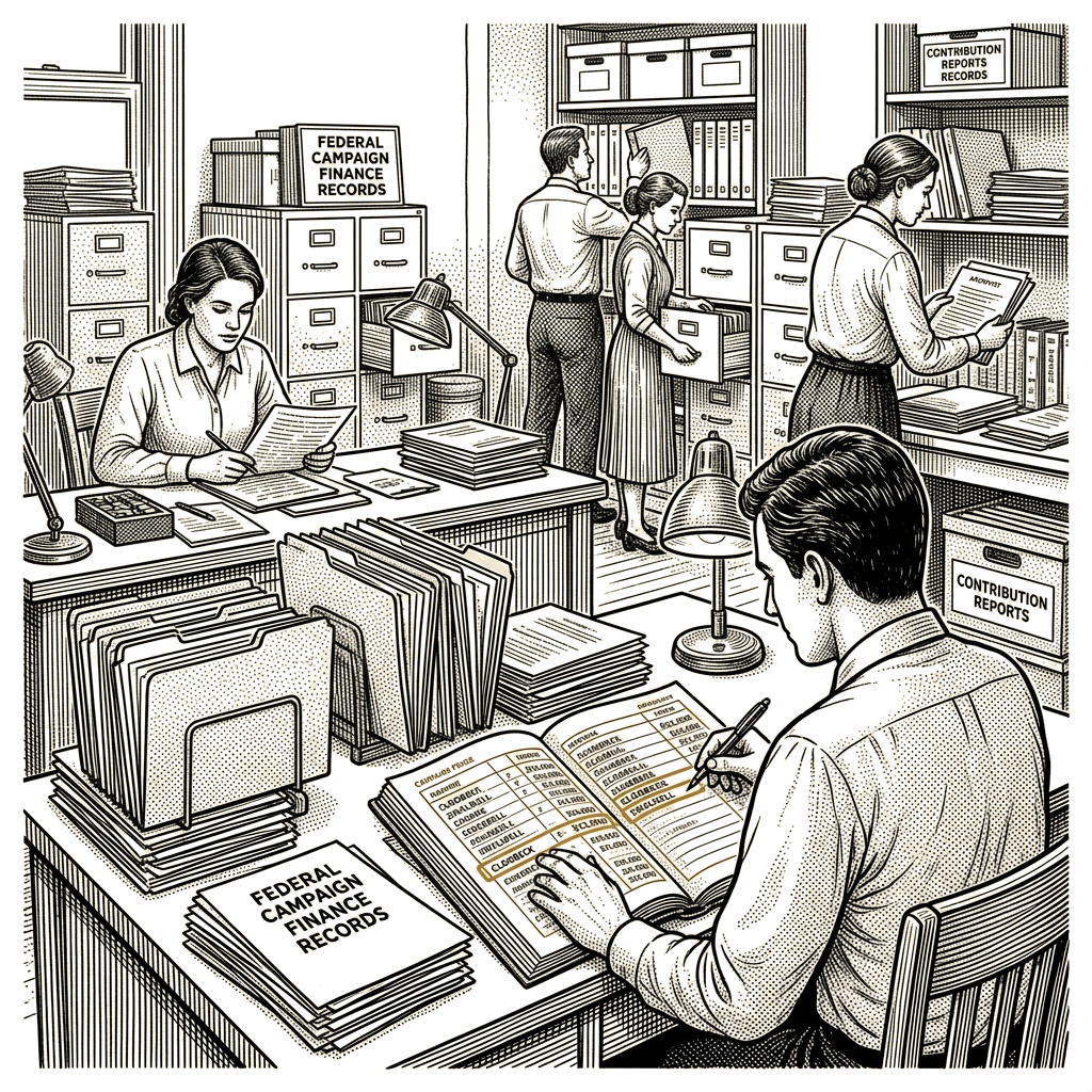 Illustration accompanying article: Campaign finance records show Cloobeck gave Swalwell’s campaigns more than $23,000